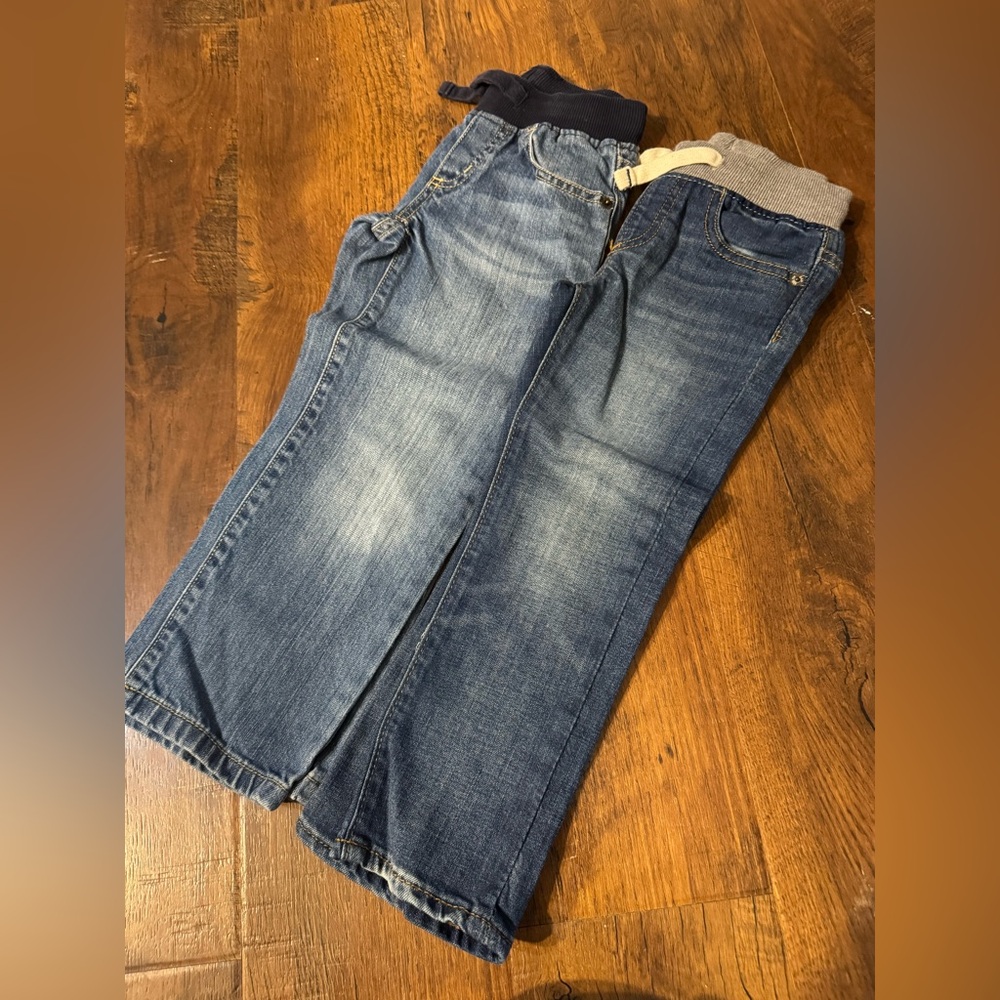 GAP Boys Relaxed Blue Jeans with Gray and Navy Waistbands